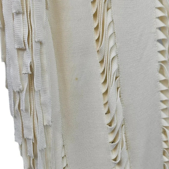 Herve  Leger Womens Bregi Swim Cover Up Dress Size XS/S Alabaster Fringe Draped - Picture 8 of 11